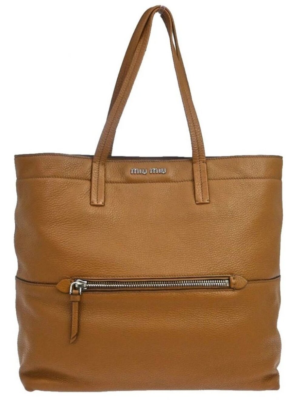 Miu Miu Brown Leather Shopper Tote Bag